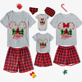 Christmas Matching Family Pajamas Cartoon Mouse Believe Tree Gray Short Pajamas Set