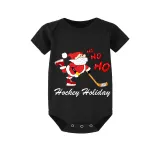 Christmas Matching Family Pajama Santa HO HO HO Ice Hockey Black Christmas Pajamas Set