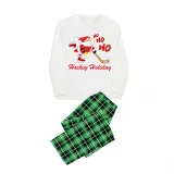 Christmas Matching Family Pajama Santa HO HO HO Ice Hockey Green Christmas Pajamas Set