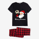 Christmas Matching Family Pajama Santa Football Black Christmas Pajamas Set