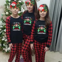 Christmas Matching Family Pajama Cartoon HO HO HO Game Black Christmas Pajamas Set