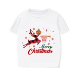 Christmas Matching Family Pajama Elk Play Basketball White Christmas Pajamas Set