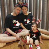 Christmas Matching Family Pajama Santa Football Black Christmas Pajamas Set