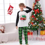 Kids Christmas Pajamas Merry Christmas String Light Car Cartoon Pajamas