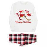 Christmas Matching Family Pajama Santa HO HO HO Ice Hockey Red Christmas Pajamas Set