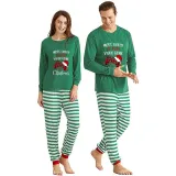Christmas Matching Family Pajama Cartoon Most Likely To Play Game Green Stripes Christmas Pajamas Set