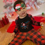 Kids Christmas Pajamas Merry Christmas String Light Super Hero Cartoon Pajamas