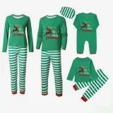 Christmas Matching Family Pajama Elk Play Basketball Green Stripes Christmas Pajamas Set