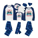 Christmas Matching Family Pajama Cartoon HO HO HO Game Blue Christmas Pajamas Set