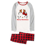 Christmas Matching Family Pajamas Cartoon Antlers Kitten Red Pajamas Set