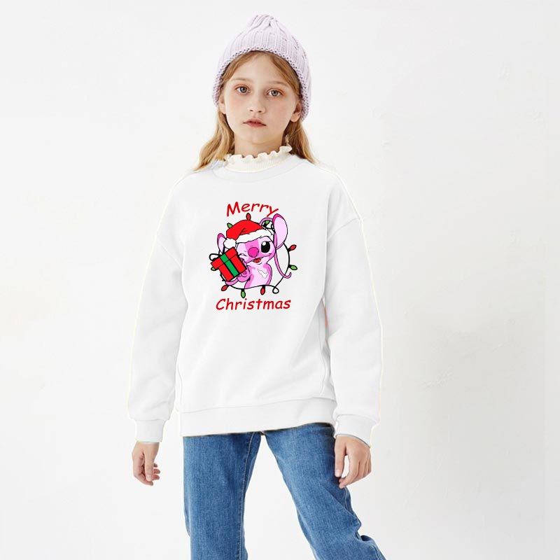 Kids Christmas Tops Merry Christmas Pink Monster Cartoon Christmas Sweater