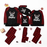 Plus Size Christmas Family Matching Sleepwear Pajamas Merry Christmas White Antlers Grey Sets With Dog Cloth