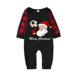 Christmas Matching Family Pajama Santa Football Black Christmas Pajamas Set
