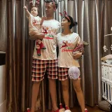 Christmas Matching Family Pajama Elk Play Basketball White Christmas Pajamas Set