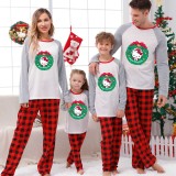 Christmas Matching Family Pajamas Cartoon Kitten Wreath Green Pajamas Set