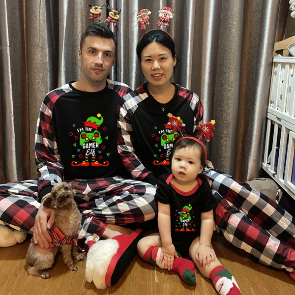 Christmas Matching Family Pajama Cartoon I Am The Elf Game Multicolor Christmas Pajamas Set