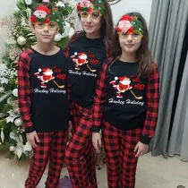 Christmas Matching Family Pajama Santa HO HO HO Ice Hockey Black Christmas Pajamas Set