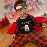 Kids Christmas Pajamas Merry Christmas String Light Big Eyes Cartoon Pajamas