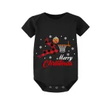 Christmas Matching Family Pajama Elk Play Basketball Black Christmas Pajamas Set