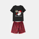 Christmas Matching Family Pajama Santa Football Black Christmas Pajamas Set