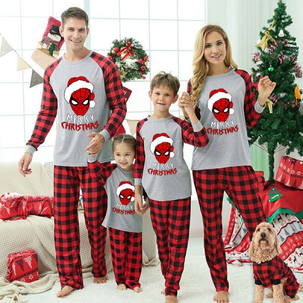 Christmas Matching Family Pajamas Cartoon Super Hero Black Pajamas Set