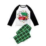 Kids Christmas Pajamas Merry Christmas String Light Car Cartoon Pajamas