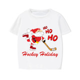 Christmas Matching Family Pajama Santa HO HO HO Ice Hockey White Christmas Pajamas Set