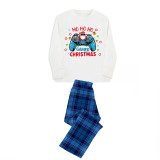 Christmas Matching Family Pajama Cartoon HO HO HO Game Blue Christmas Pajamas Set
