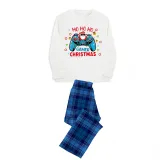 Christmas Matching Family Pajama Cartoon HO HO HO Game Blue Christmas Pajamas Set