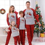 Christmas Matching Family Pajamas Cartoon Antlers Kitten Red Pajamas Set