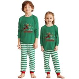 Christmas Matching Family Pajama Elk Play Basketball Green Stripes Christmas Pajamas Set