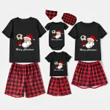 Christmas Matching Family Pajama Santa Football Black Christmas Pajamas Set