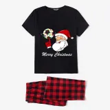 Christmas Matching Family Pajama Santa Football Black Christmas Pajamas Set