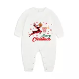 Christmas Matching Family Pajama Elk Play Basketball Blue Christmas Pajamas Set
