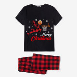 Christmas Matching Family Pajama Elk Play Basketball Black Christmas Pajamas Set