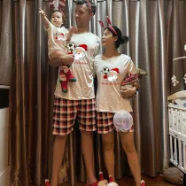 Christmas Matching Family Pajama Santa Football White Christmas Pajamas Set