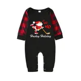 Christmas Matching Family Pajama Santa HO HO HO Ice Hockey Black Christmas Pajamas Set