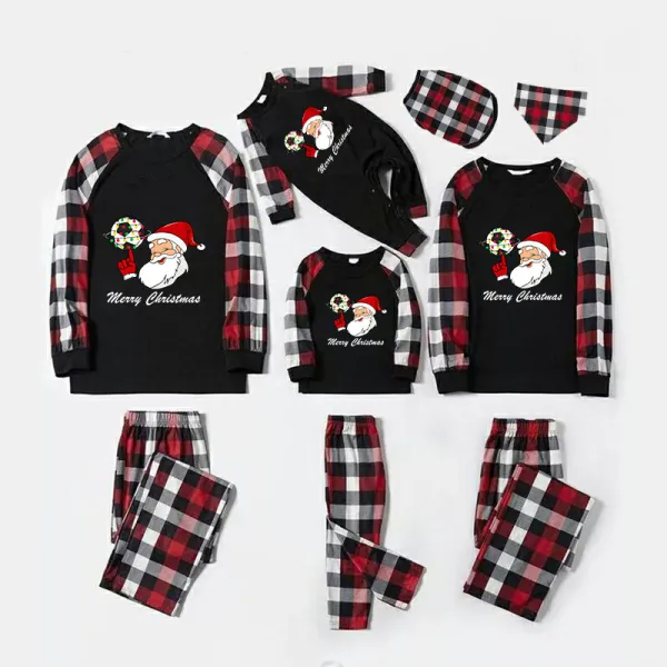 Christmas Matching Family Pajama Santa Football Multicolor Christmas Pajamas Set