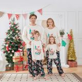 Christmas Matching Family Pajamas Sledding Deer White Pajamas Set