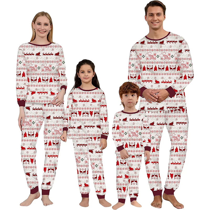 icusromiz Christmas Family Matching Pajamas Sets Seamless Deer Pattern Pajamas Set