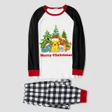Christmas Matching Family Pajamas Cartoon Christmas Tree Black Red Pajamas Set