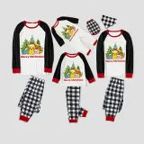 Christmas Matching Family Pajamas Cartoon Christmas Tree Black Red Pajamas Set