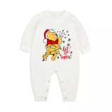Christmas Matching Family Pajamas Cartoon Let it Snow Teddy Bear White Pajamas Set