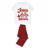 Christmas Matching Family Pajamas Jesus Is The Reason For The Season Gray Short Pajamas Set