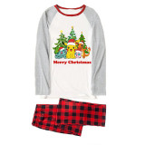 Christmas Matching Family Pajamas Cartoon Christmas Tree White Pajamas Set