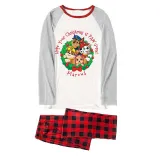 Christmas Matching Family Pajamas Cartoon Christmas Wreath Puppy Dog White Pajamas Set