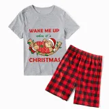 Christmas Matching Family Pajamas Wake Me Up When It's Christmas Gray Short Pajamas Set