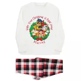 Christmas Matching Family Pajamas Cartoon Christmas Wreath Puppy Dog White Pajamas Set