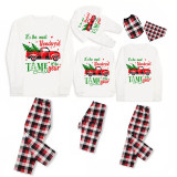 Christmas Matching Family Pajama Wonderful Time Christmas Tree Car White Pajamas Set