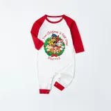 Christmas Matching Family Pajamas Cartoon Christmas Wreath Puppy Dog White Pajamas Set